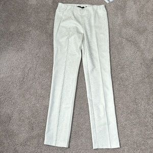 Insight shimmery Holiday straight leg pants with silver reptile print on cream s